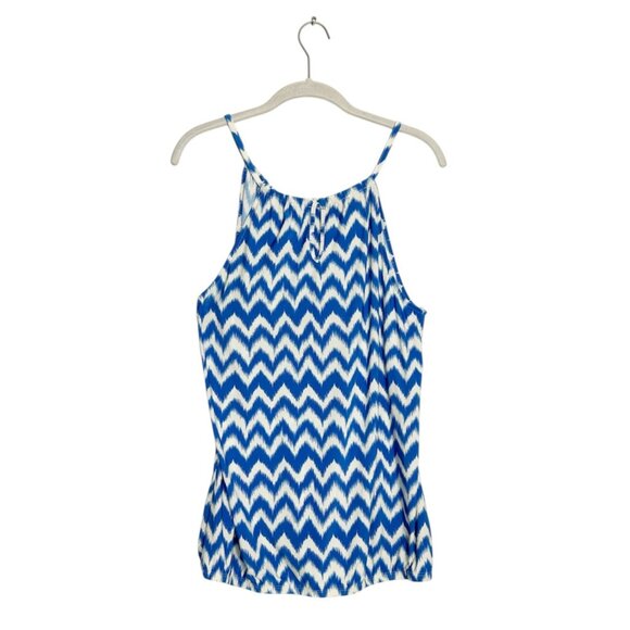 INC International Concepts Embellished Print Sleeveless Top in Blue/White- Sz XL - Picture 2 of 5